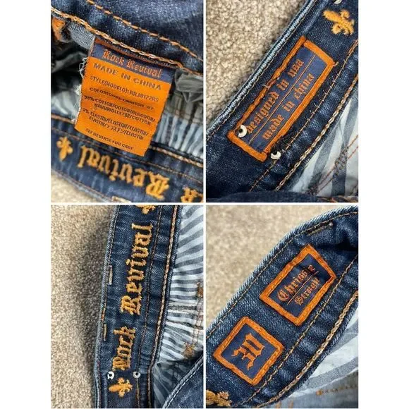 Rock Revival chrissie straight jeans size 30 low rise dark wash flip pocket Y2K - Picture 11 of 12